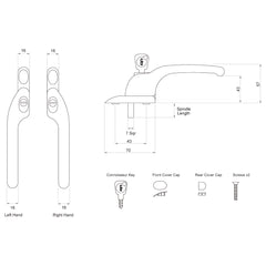 Connoisseur Offset Locking Right Hand Window Handle