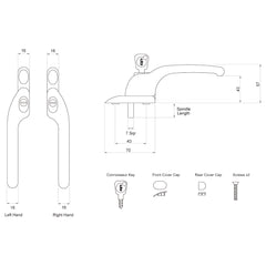 Connoisseur Offset Locking Left Hand Window Handle