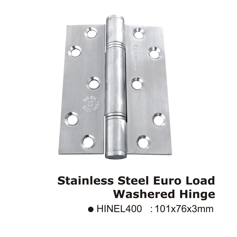 Stainless Steel Euro Load Washered Hinge -101 x76x3mm