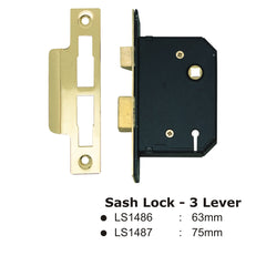 3 Lever Sash Lock - 63mm