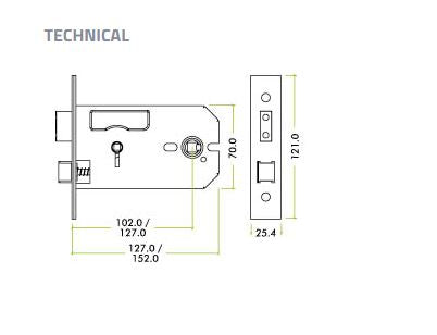 5'' Horizontal Lock - Bathroom - 127MM