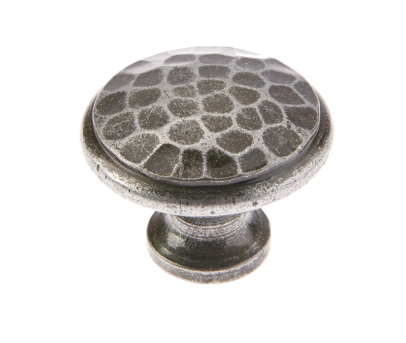 Hammered Cupboard Knobs 40mm Pewter - Valley Forge Range