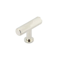 Piccadilly Knurled T Bar Cupboard Knobs   Polished Nickel - Burlington Range
