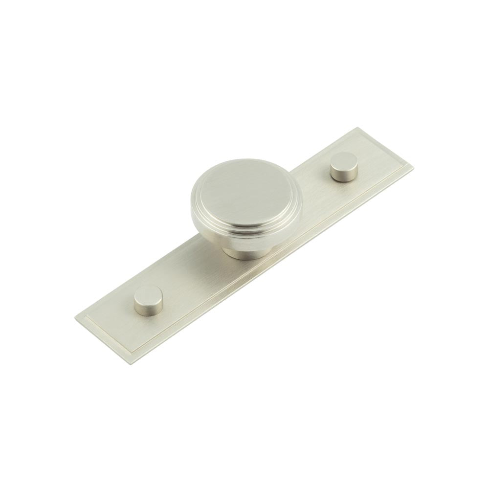 Cropley Cupboard Knobs 40mm Stepped Backplate  Satin Nickel - Hoxton Kits