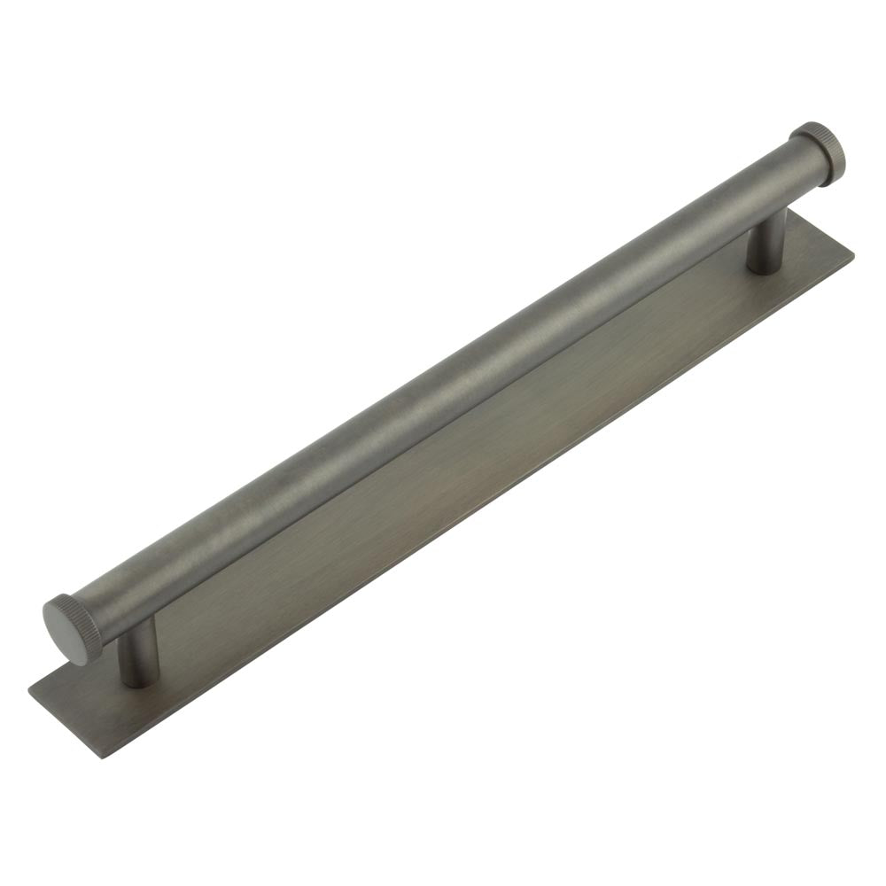 Hoxton Thaxted Cabinet Handles 224mm Ctrs Plain Backplate Dark Bronze - Hoxton Kits