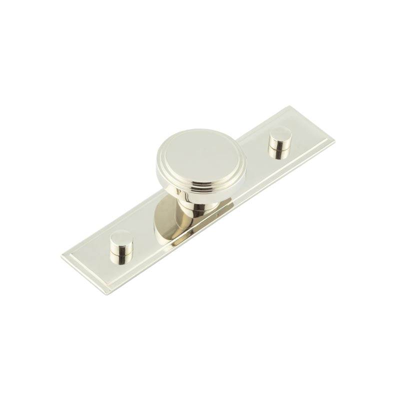 Cropley Cupboard Knobs 40mm Stepped Backplate   Polished Nickel - Hoxton Kits