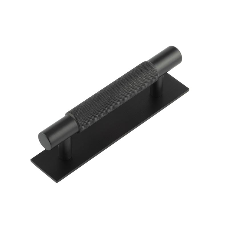 Hoxton Taplow Cabinet Handles 96mm Ctrs Plain Backplate Matt  Black - Hoxton Kits