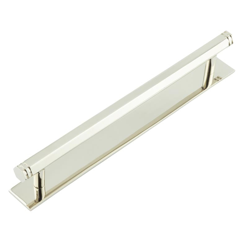 Hoxton Nile Cabinet Handles 224mm Ctrs Plain Backplate   Polished Nickel - Hoxton Kits
