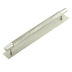 Hoxton Taplow Cabinet Handles 224mm Ctrs Plain Backplate  Satin Nickel - Hoxton Kits