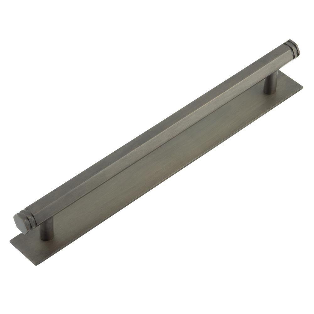 Hoxton Nile Cabinet Handles 224mm Ctrs Plain Backplate Dark Bronze - Hoxton Kits