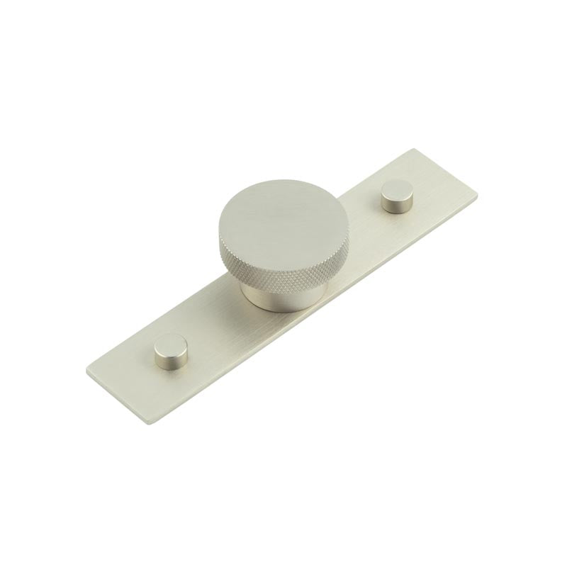 Wenlock Cupboard Knobs 40mm Plain Backplate  Satin Nickel - Hoxton Kits