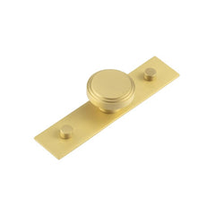 Cropley Cupboard Knobs 40mm Plain Backplate  Satin Brass - Hoxton Kits