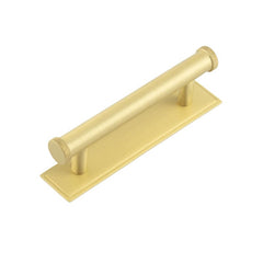 Hoxton Wenlock Cabinet Handles 96mm Ctrs Stepped Backplate  Satin Brass - Hoxton Kits