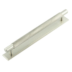 Hoxton Taplow Cabinet Handles 224mm Ctrs Stepped Backplate  Satin Nickel - Hoxton Kits