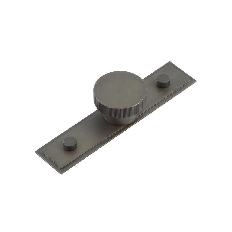 Thaxted Cupboard Knobs 40mm Stepped Backplate Dark Bronze - Hoxton Kits