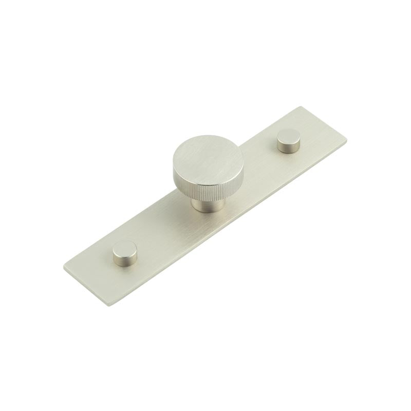 Thaxted Cupboard Knobs 30mm Plain Backplate  Satin Nickel - Hoxton Kits