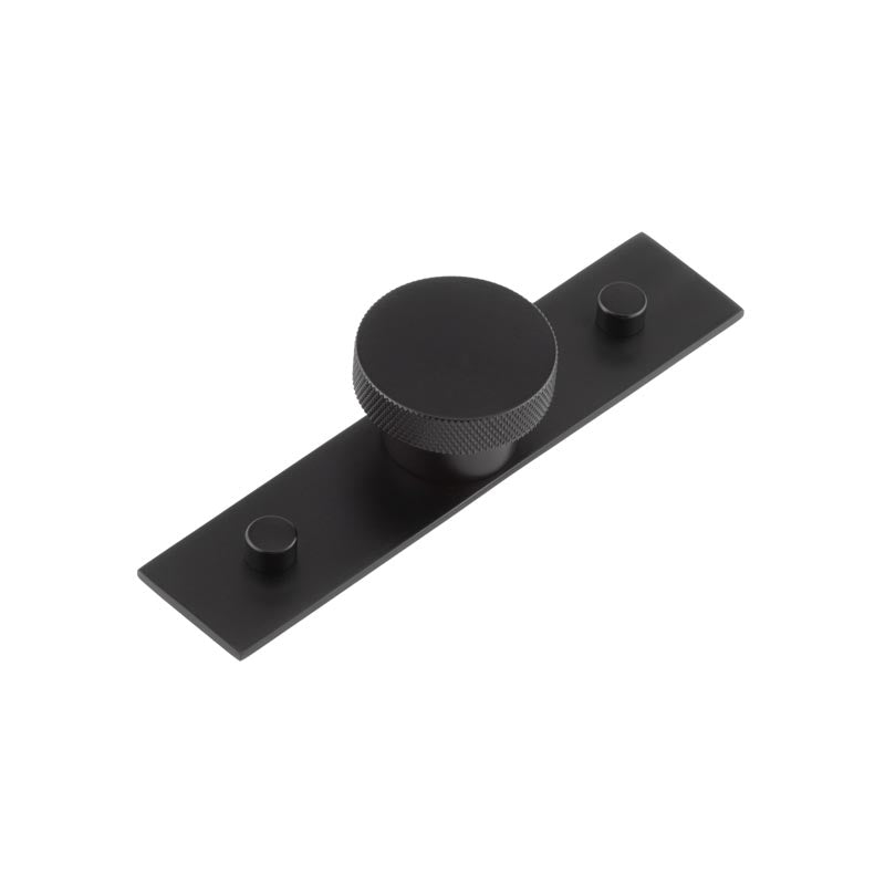 Wenlock Cupboard Knobs 40mm Plain Backplate Matt  Black - Hoxton Kits