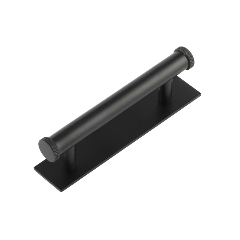 Hoxton Wenlock Cabinet Handles 96mm Ctrs Plain Backplate Matt  Black - Hoxton Kits