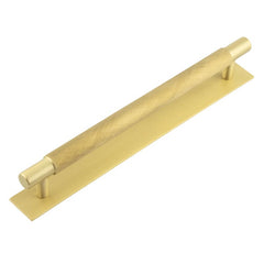 Hoxton Taplow Cabinet Handles 224mm Ctrs Plain Backplate  Satin Brass - Hoxton Kits
