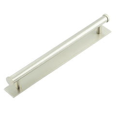 Hoxton Thaxted Cabinet Handles 224mm Ctrs Plain Backplate  Satin Nickel - Hoxton Kits