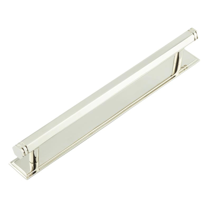 Hoxton Nile Cabinet Handles 224mm Ctrs Stepped Backplate   Polished Nickel - Hoxton Kits
