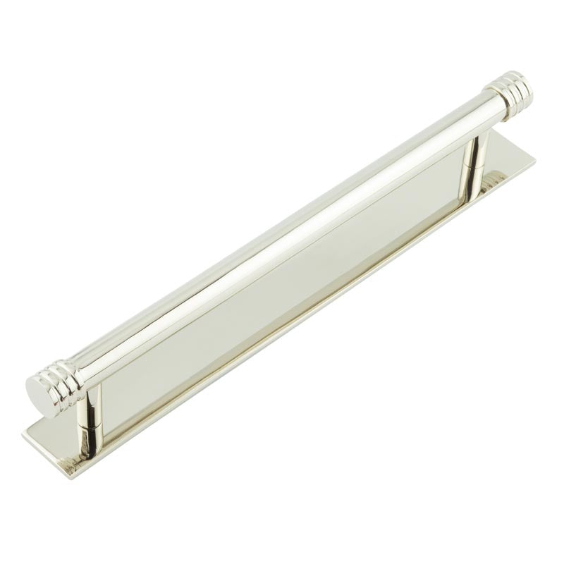 Hoxton Sturt Cabinet Handles 224mm Ctrs Plain Backplate   Polished Nickel - Hoxton Kits