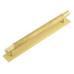 Hoxton Taplow Cabinet Handles 224mm Ctrs Stepped Backplate  Satin Brass - Hoxton Kits
