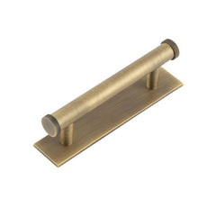 Hoxton Thaxted Cabinet Handles 96mm Ctrs Plain Backplate Antique Brass - Hoxton Kits
