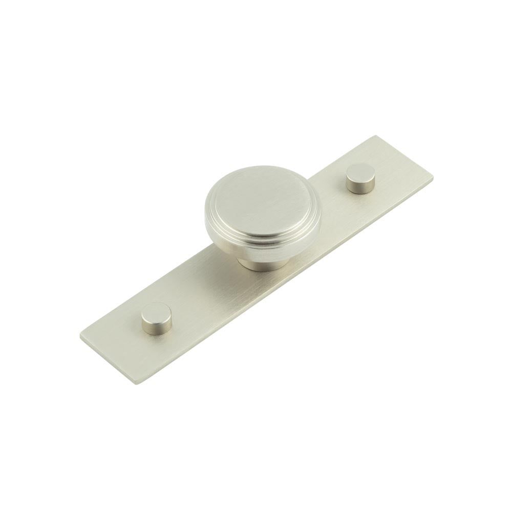 Cropley Cupboard Knobs 40mm Plain Backplate  Satin Nickel - Hoxton Kits
