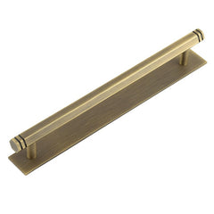 Hoxton Nile Cabinet Handles 224mm Ctrs Plain Backplate Antique Brass - Hoxton Kits