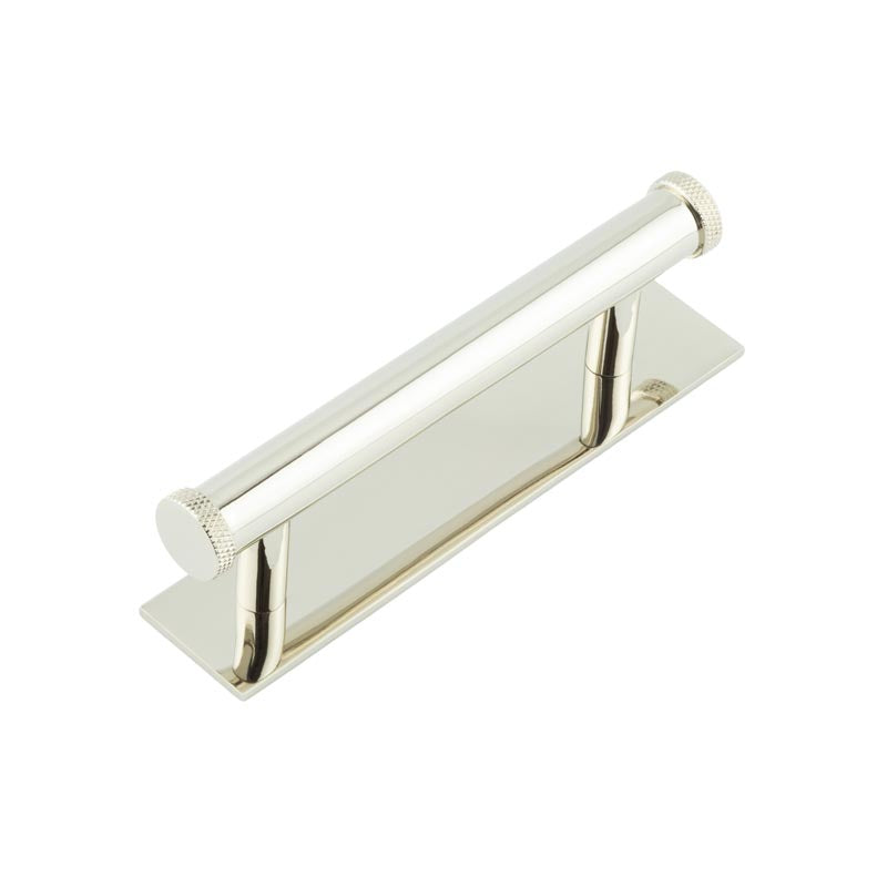 Hoxton Wenlock Cabinet Handles 96mm Ctrs Plain Backplate   Polished Nickel - Hoxton Kits