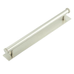 Hoxton Wenlock Cabinet Handles 224mm Ctrs Plain Backplate  Satin Nickel - Hoxton Kits