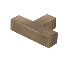 Trafalgar T Bar Square Cupboard Knobs Antique Brass - Burlington Range