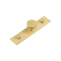 Thaxted Cupboard Knobs 30mm Stepped Backplate  Satin Brass - Hoxton Kits