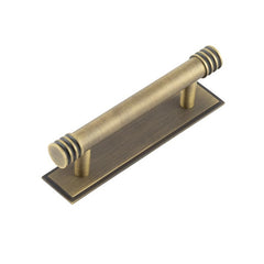 Hoxton Sturt Cabinet Handles 96mm Ctrs Stepped Backplate Antique Brass - Hoxton Kits