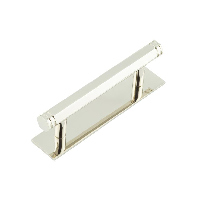 Hoxton Nile Cabinet Handles 96mm Ctrs Plain Backplate   Polished Nickel - Hoxton Kits