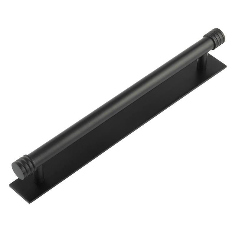 Hoxton Sturt Cabinet Handles 224mm Ctrs Plain Backplate Matt  Black - Hoxton Kits