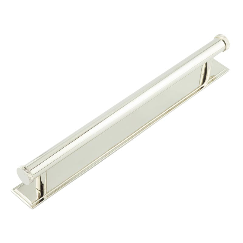 Hoxton Wenlock Cabinet Handles 224mm Ctrs Stepped Backplate   Polished Nickel - Hoxton Kits