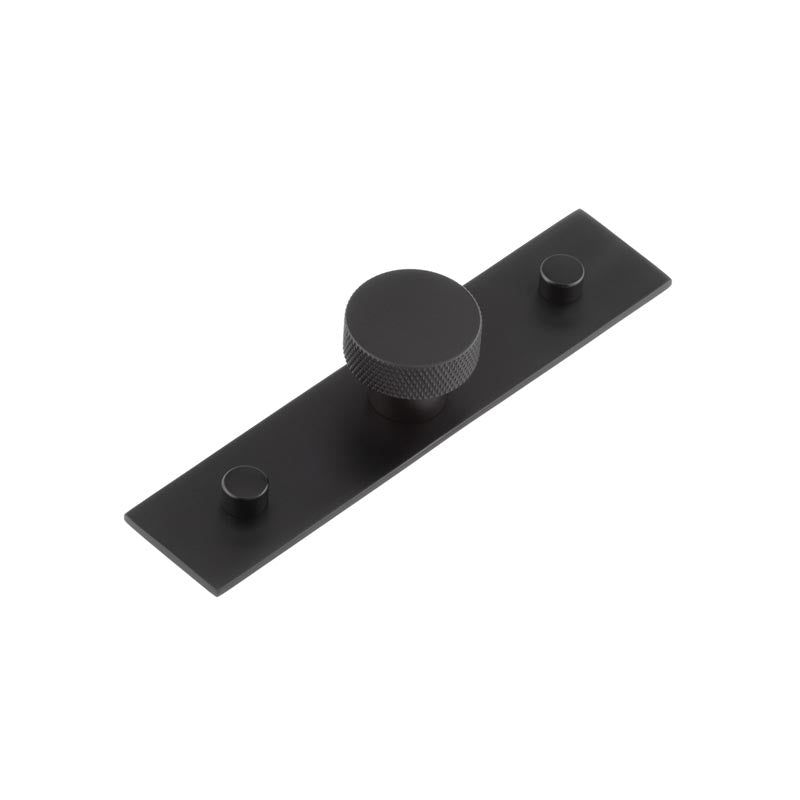Wenlock Cupboard Knobs 30mm Plain Backplate Matt  Black - Hoxton Kits