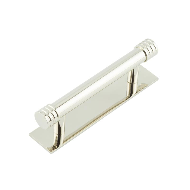 Hoxton Sturt Cabinet Handles 96mm Ctrs Plain Backplate   Polished Nickel - Hoxton Kits