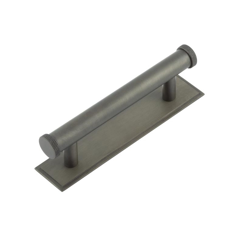 Hoxton Wenlock Cabinet Handles 96mm Ctrs Stepped Backplate Dark Bronze - Hoxton Kits