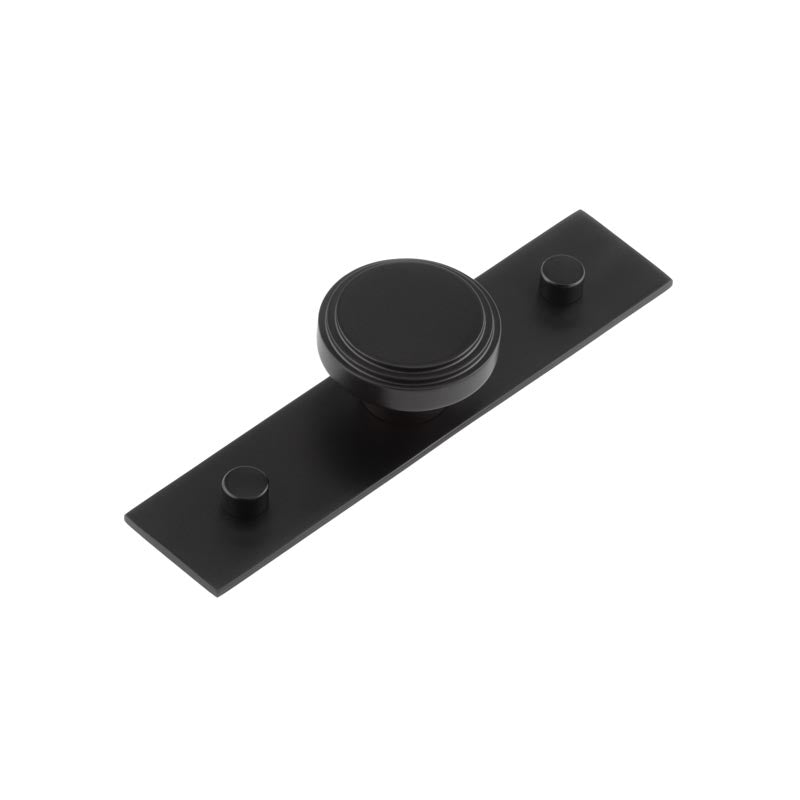 Cropley Cupboard Knobs 40mm Plain Backplate  Black - Hoxton Kits
