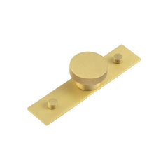 Wenlock Cupboard Knobs 40mm Plain Backplate  Satin Brass - Hoxton Kits