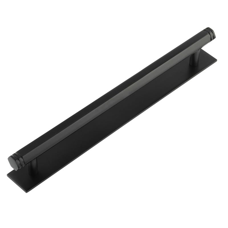 Hoxton Nile Cabinet Handles 224mm Ctrs Plain Backplate  Black - Hoxton Kits