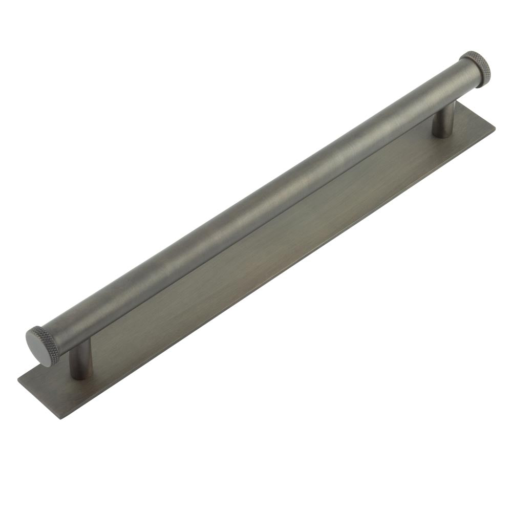 Hoxton Wenlock Cabinet Handles 224mm Ctrs Plain Backplate Dark Bronze - Hoxton Kits