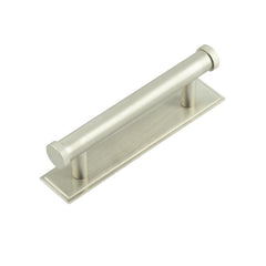 Hoxton Thaxted Cabinet Handles 96mm Ctrs Stepped Backplate  Satin Nickel - Hoxton Kits