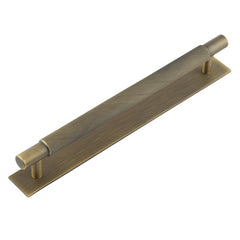 Hoxton Taplow Cabinet Handles 224mm Ctrs Plain Backplate Antique Brass - Hoxton Kits