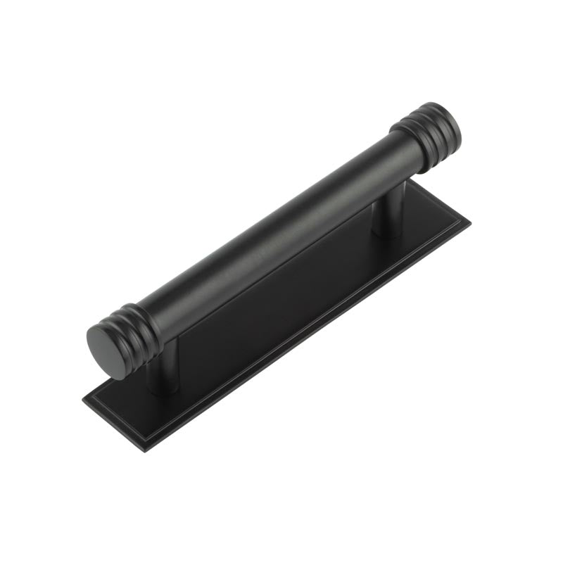 Hoxton Sturt Cabinet Handles 96mm Ctrs Stepped Backplate Matt  Black - Hoxton Kits