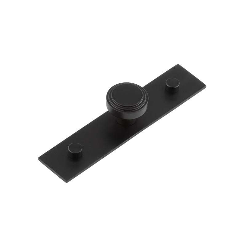 Cropley Cupboard Knobs 30mm Plain Backplate  Black - Hoxton Kits