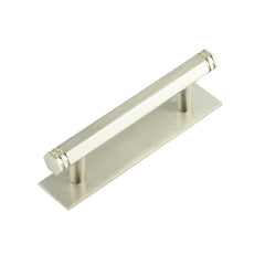Hoxton Nile Cabinet Handles 96mm Ctrs Plain Backplate  Satin Nickel - Hoxton Kits